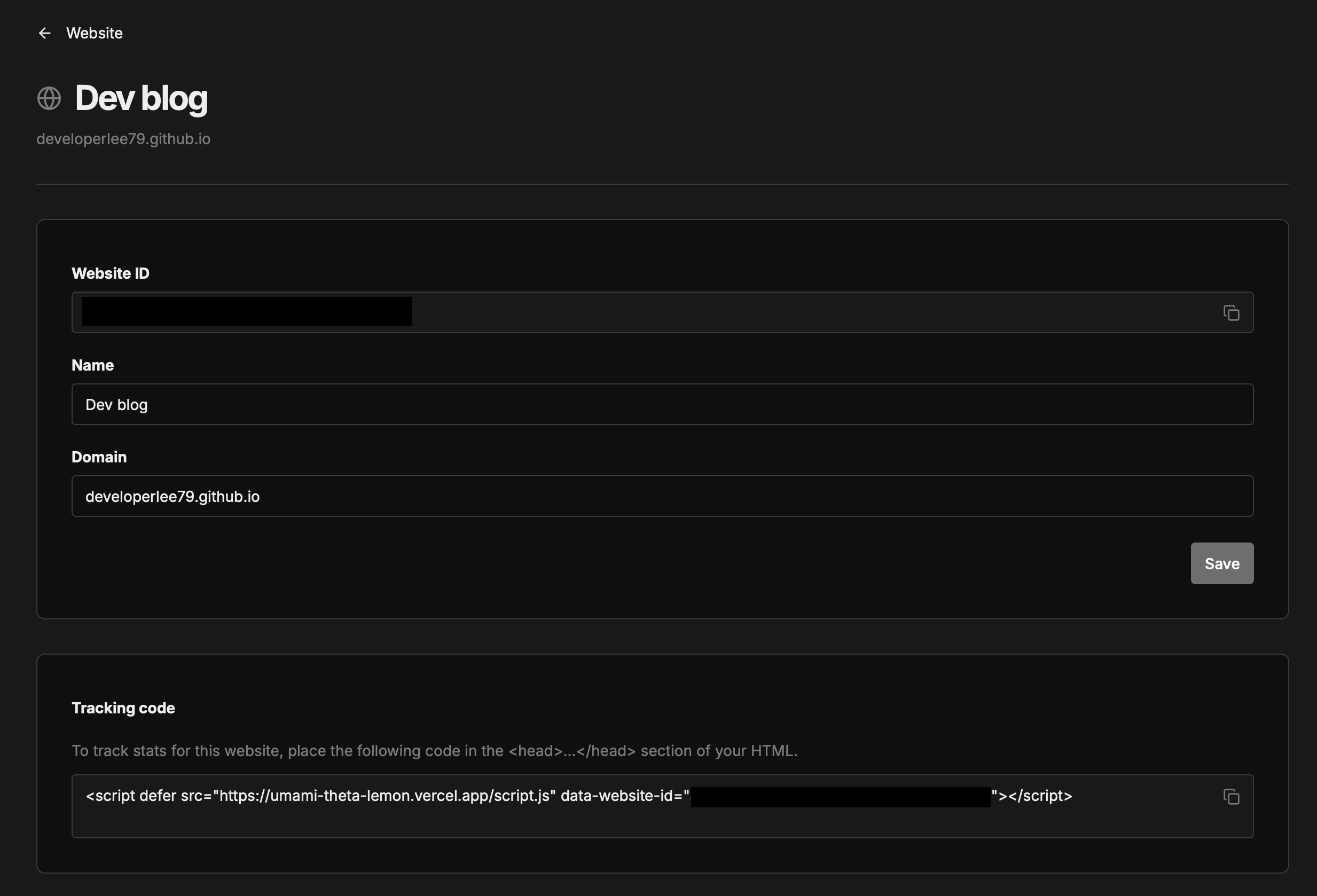 Umami Tracking Code Image