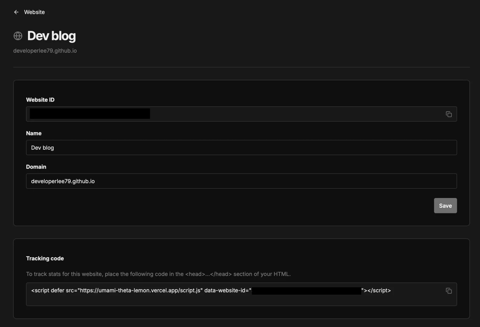 Umami Tracking Code Image