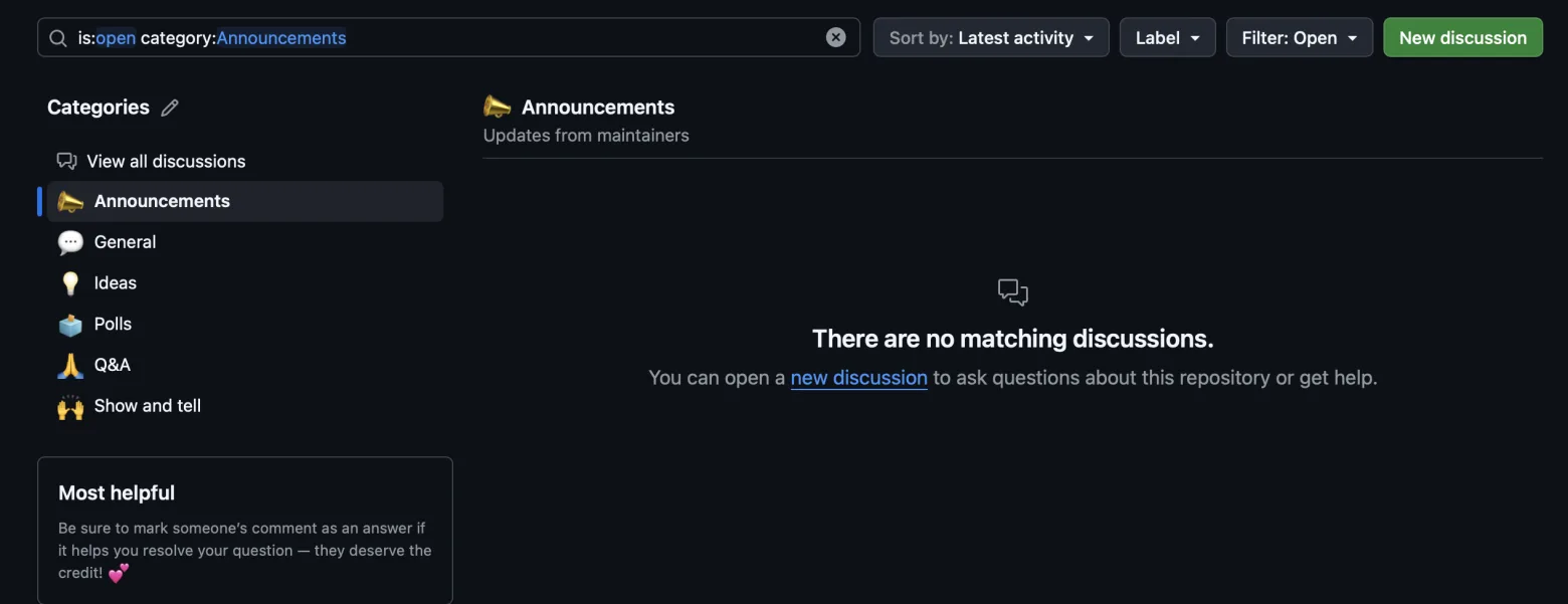GitHub Discussions Initial State Image